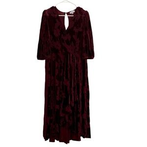 Calvin Klein Women's dress, Size 12, Red, velvet floral maxi, Holiday, Christmas